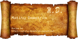 Matity Demetria névjegykártya